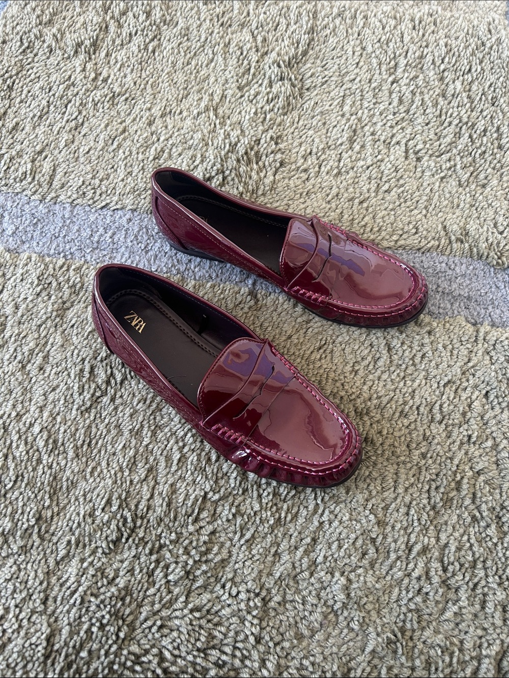 Zara Patent Burgundy Loafers